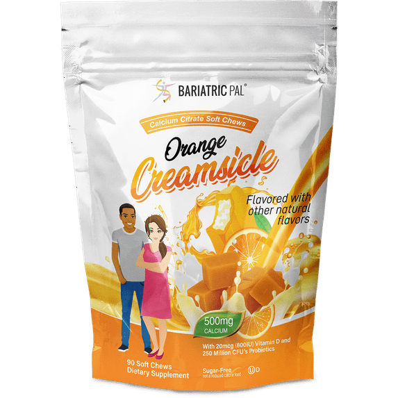 BariatricPal Sugar-Free Calcium Citrate Soft Chews 500mg with Probiotics - Orange Creamsicle Size: 270ct