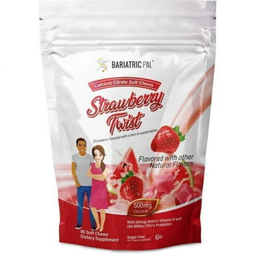 BariatricPal Sugar-Free Calcium Citrate Soft Chews 500mg with Probiotics - Strawberry Watermelon Twist Size: 90ct