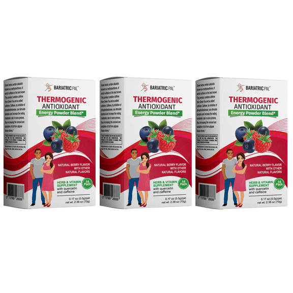 BariatricPal Thermogenic Antioxidant Energy Powder Blend - Available in 3 Flavors! Flavor: Berry, Size: 3 Pack