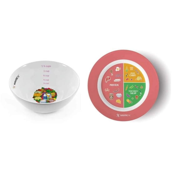 Bariatricpal Portion Control Plate and Tableware Bowls, Pink