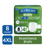 FitRight Bariatric Adult Incontinence Briefs, Diapers with Tabs, Super Absorbent, 4XL, 65in to 94in, 8 Count