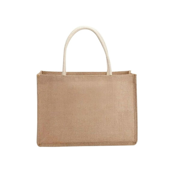 Baright Reusable Tote Bags Jute Beach Shopping Handbag Durable Gift Bags with Handle for Grocery Crafts Birthday Parties