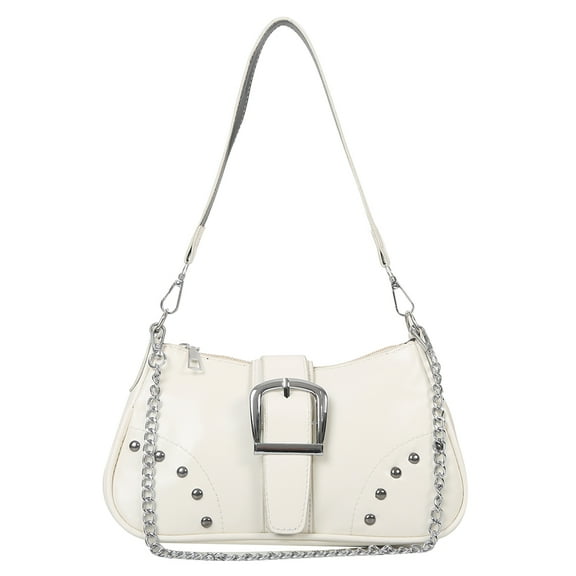 Baright Women Armpit Bag for Lady Cool Style Hobo Bag with Chain Ornament (White)