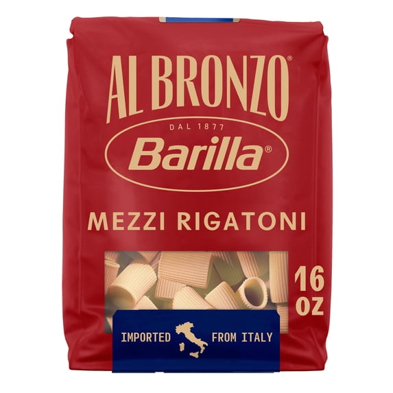Barilla Al Bronzo Bronze Cut Mezzi Rigatoni Pasta, 16 oz.