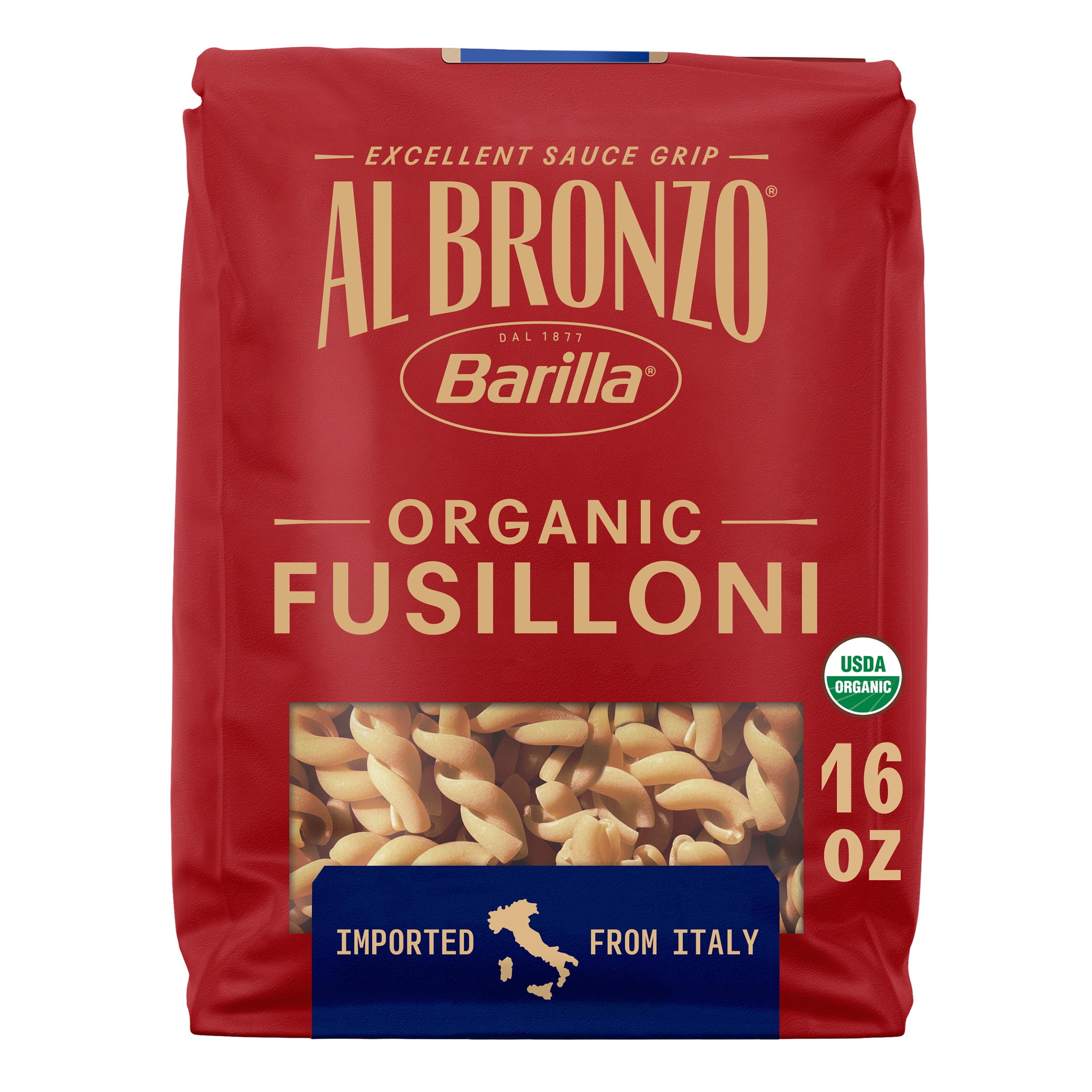 Al Bronzo by Barilla Organic Fusilloni Pasta, Bronze Cut Pasta, 16oz.