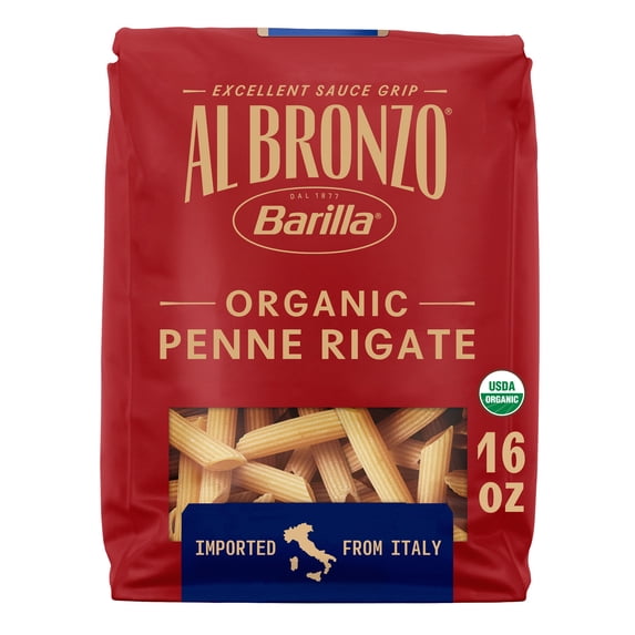 Al Bronzo by Barilla Organic Penne Rigate Pasta, Bronze Cut Pasta, 16oz.