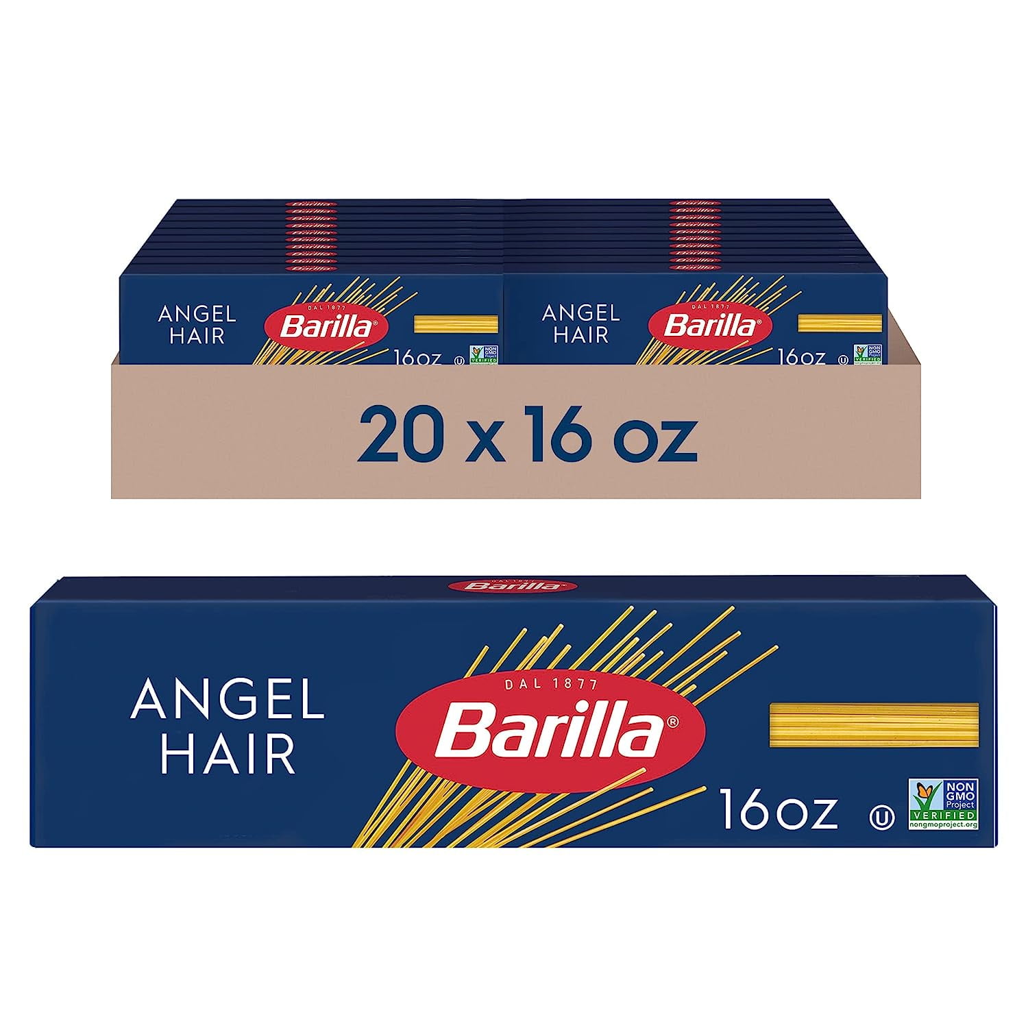 Barilla Angel Hair Pasta, 16 oz. Box (Pack of 20) - Non-GMO Pasta Made ...