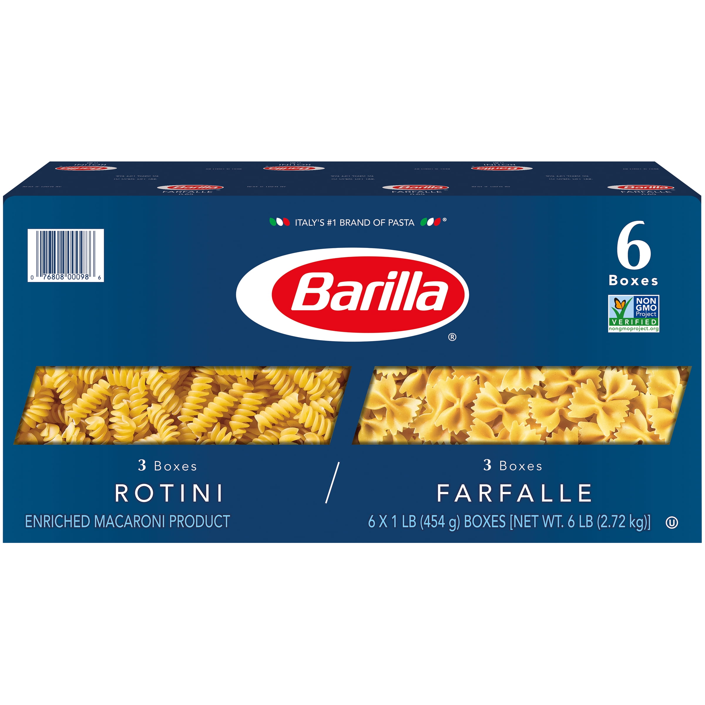 BARILLA Blue Box Pasta Variety Pack, Farfalle & Rotini, 16 oz. Box (Pack of  8), 8