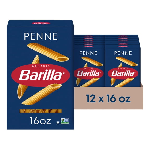 (12 pack) Barilla Classic Non-GMO, Kosher Certified Penne Pasta, 16 oz