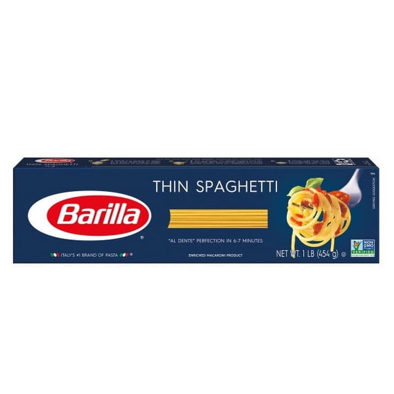 (20 pack) Barilla Classic Non-GMO, Kosher Certified Thin Spaghetti Pasta Noodles, 16 oz