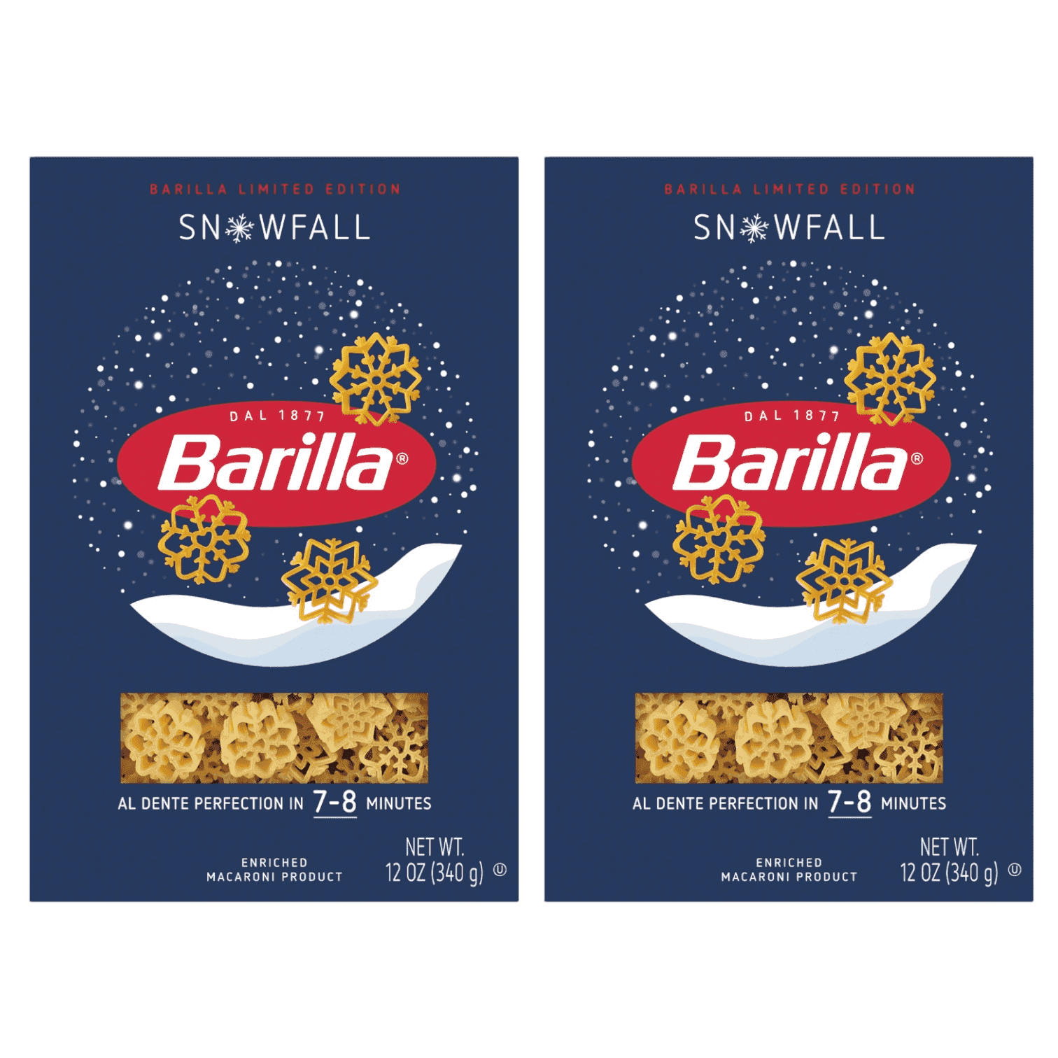 Barilla Snowfall Pasta, Non-GMO, Kosher, Holiday Snowflake Shapes