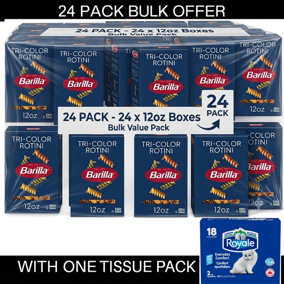 Barilla Classic Non-GMO, Kosher Certified Tri-Color Rotini Pasta, 12 Oz