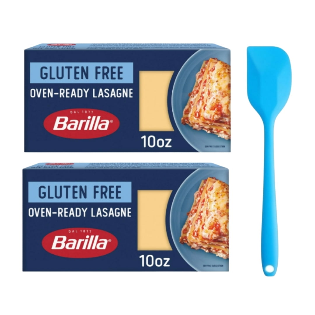 Barilla Gluten Free Oven Ready Lasagna Pasta, 10 oz (2 pack) and 8in Silicone Spatula (Color Varies)