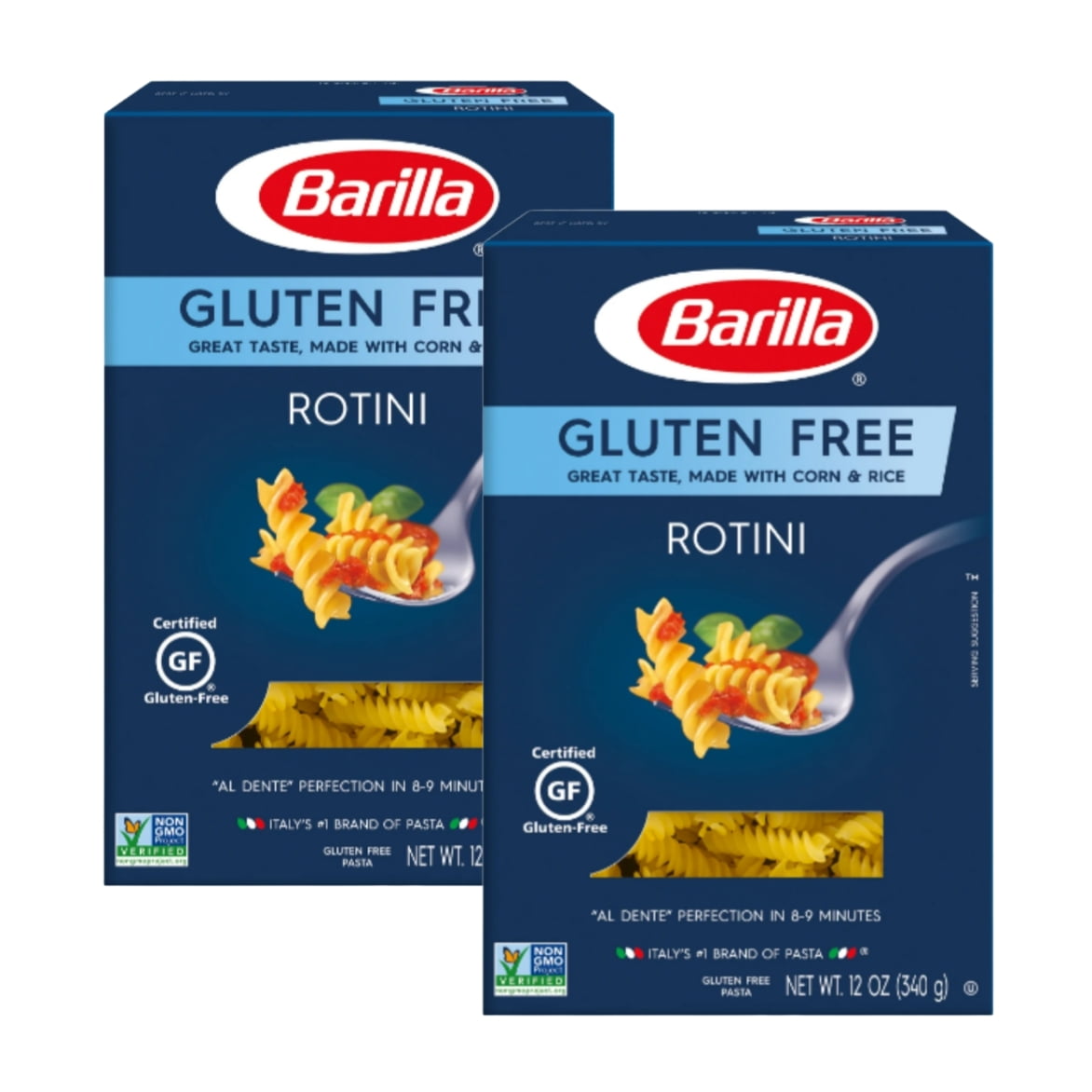 Barilla Gluten Free Rotini Pasta, 12 oz, 2 Pack, Non-GMO, Corn and Rice ...