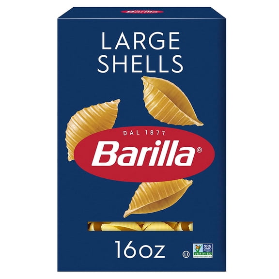 2 pack Barilla Large Shells Pasta, 16 oz. Box - Non-GMO Pasta Made with Durum Wheat Semolina - Kosher Certified Pasta