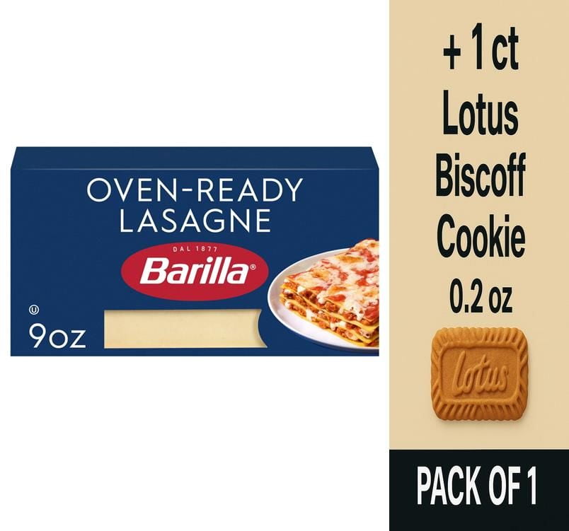 Barilla Oven-Ready Lasagne Kosher Certified Pasta Made with Durum Wheat Semolina 9 oz - Pack of 1 & Lotus Biscoff Cookie - 0.2 Oz - 1 ct