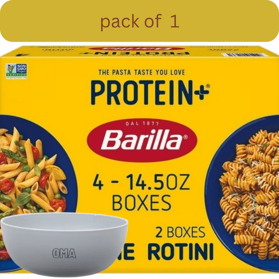 Barilla Protein+ Penne & Rotini, 14.5 oz., 4 pk with bowl by OMA