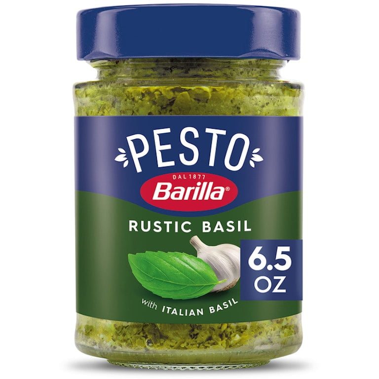 Barilla Rustic Basil Pesto Sauce - Imported From Italy - Made with Fragrant Italian Basil & Freshly Grated Italian Cheeses - Pasta Sauce, Pizza Sauce & More