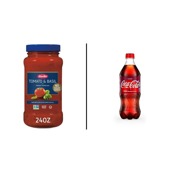 Barilla Tomato & Basil Pasta Sauce 24 oz & Coca-Cola Cherry Coke 20 oz