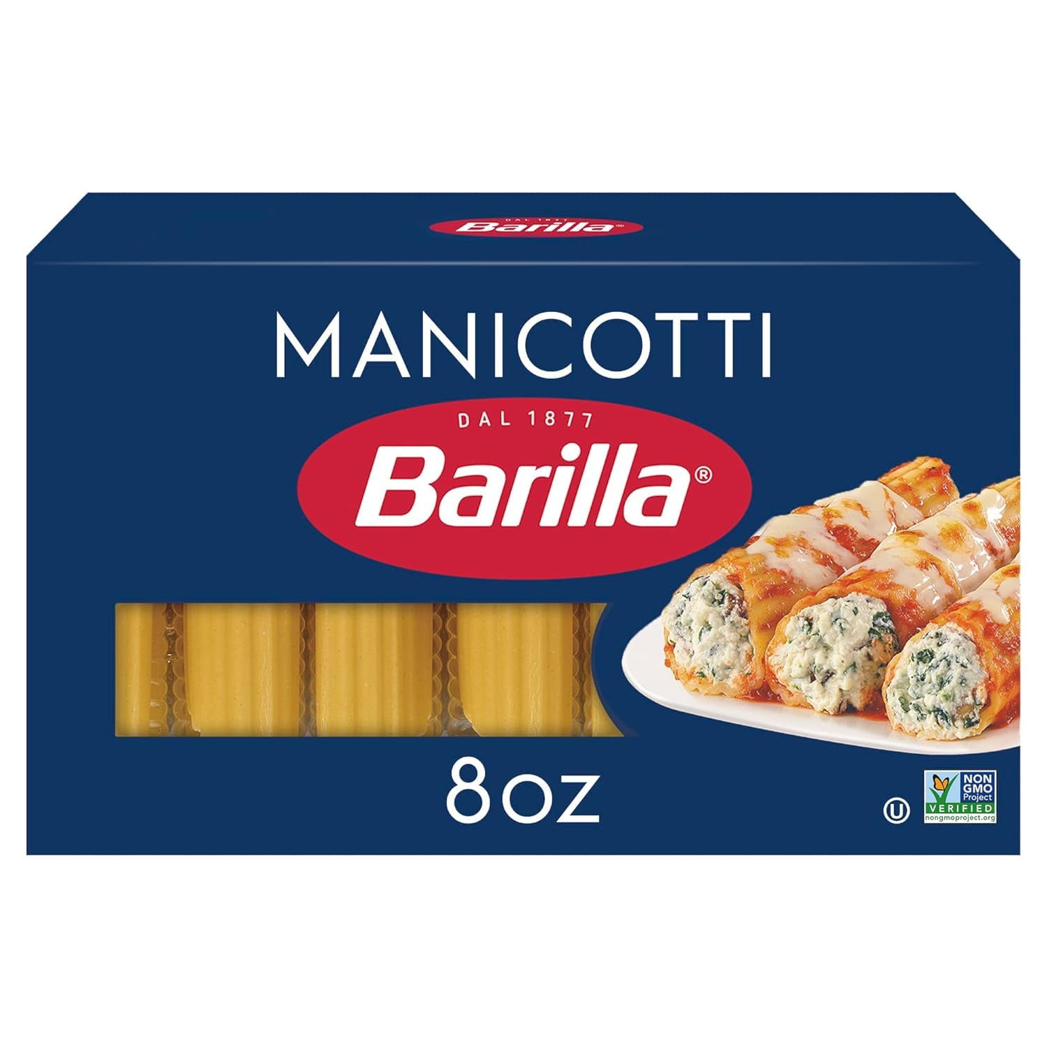 Barilla Traditional Blue Box Oven Pasta Manicotti 8 OZ, Pack of 1