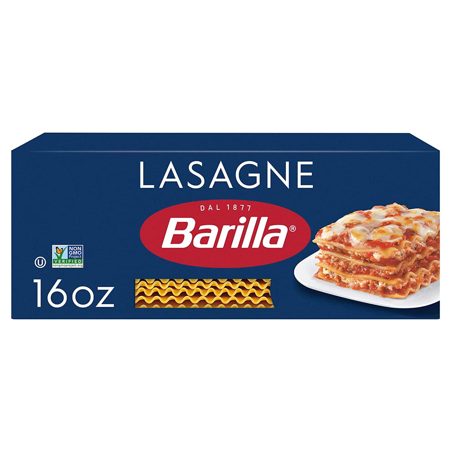 Barilla Wavy Lasagne Pasta, 16 oz. Box - Non-GMO Pasta Made with Durum Wheat Semolina - Kosher Certified Past