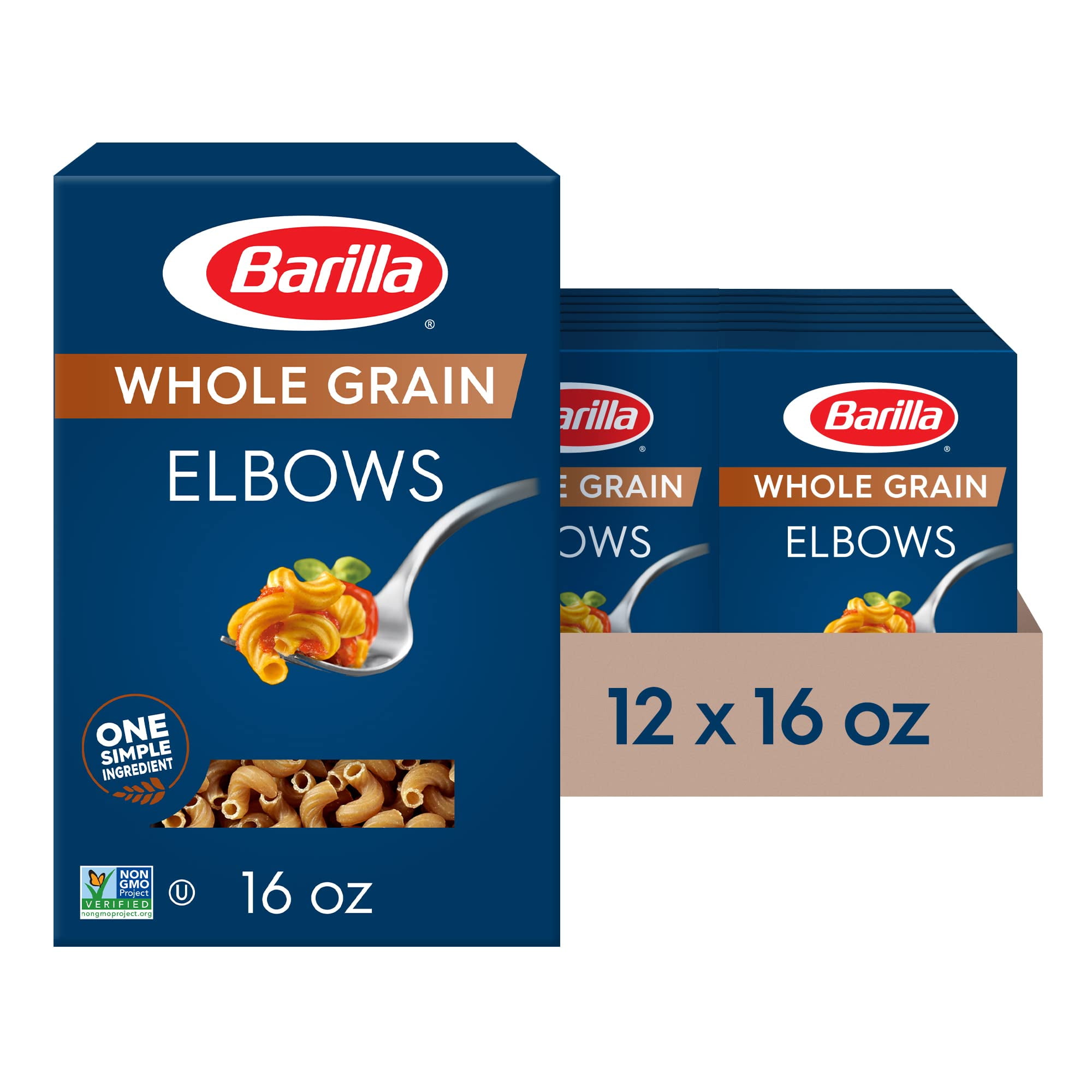 Barilla Whole Grain Pasta, Elbows, 16 Ounce (Pack Of 12)
