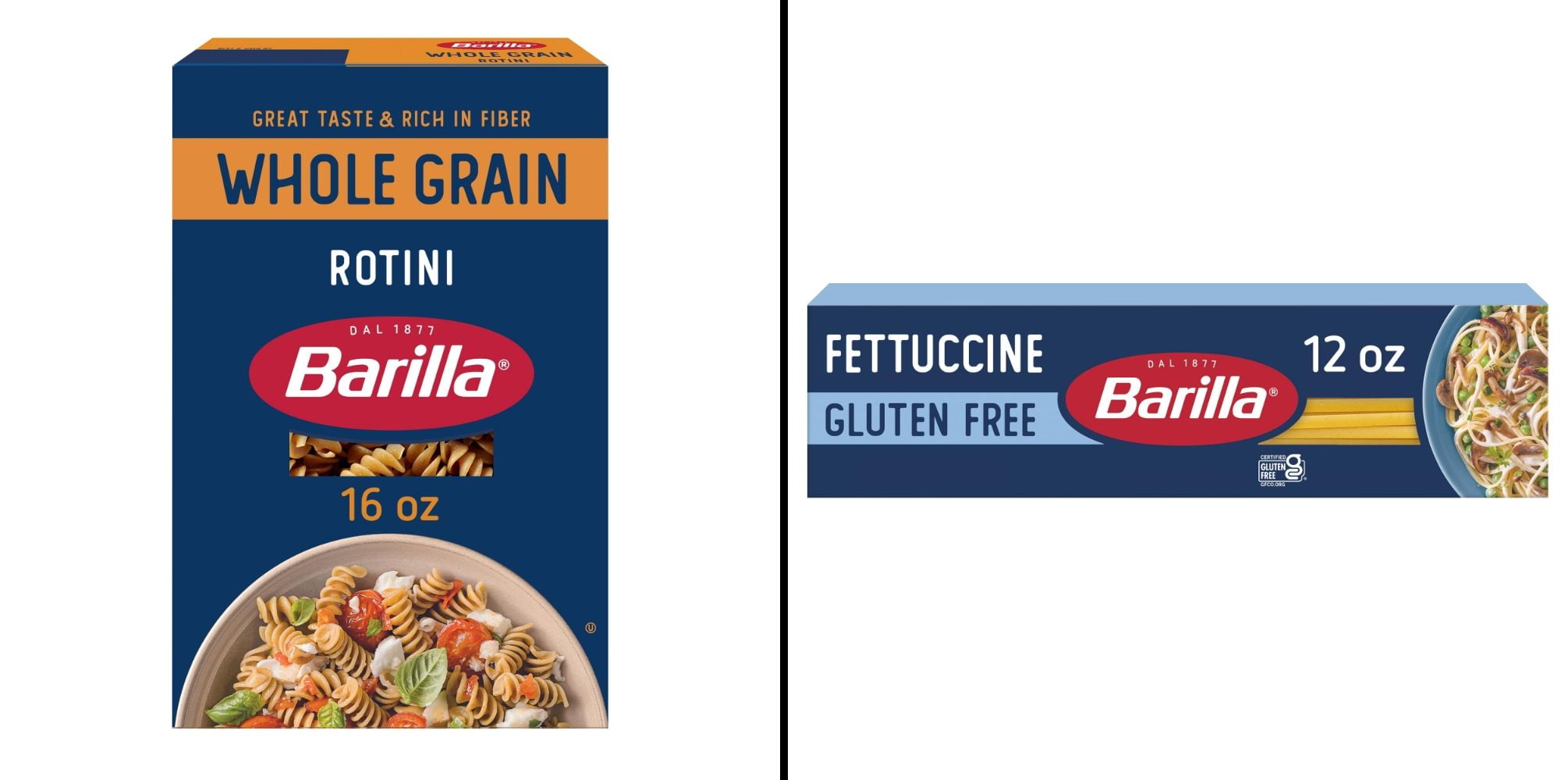 Barilla Whole Grain Rotini 16 oz & Barilla Gluten Free Fettuccine 12 oz
