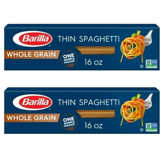 Barilla Whole Grain Thin Spaghetti Pasta, 16 oz, Pack of 2, Bundled with V2U Utensil Set