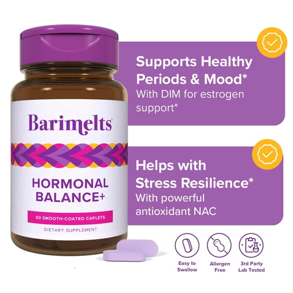 Barimelts Hormonal Balance+, Bariatric NAC Supplement with DIM and Chasteberry, 60 Smooth-Coated Caplets
