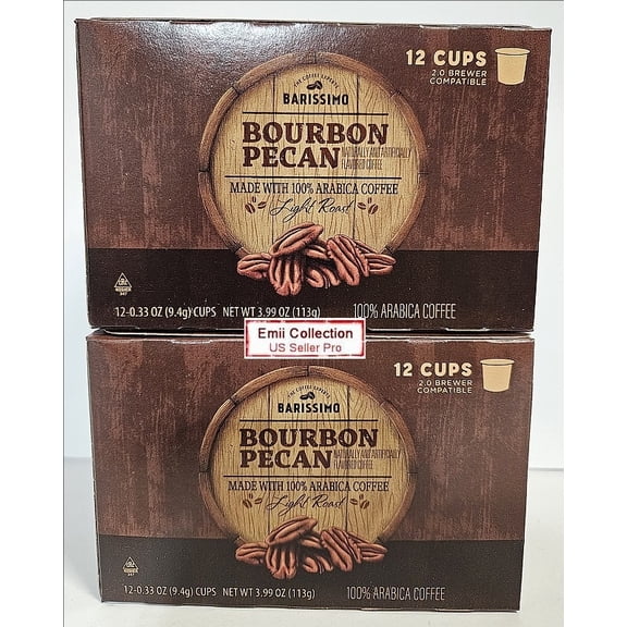 Barissimo Bourbon Pecan 100% Arabica Coffee 12 Cups 3.99oz 113g (2 Boxes)