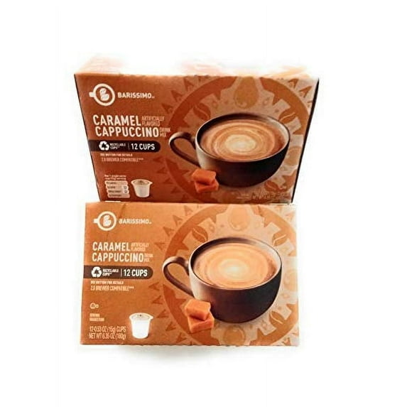 Barissimo Caramel Cappuccino Coffee Drink Mix K-Cup Compatible 2 Boxes 24 Pods