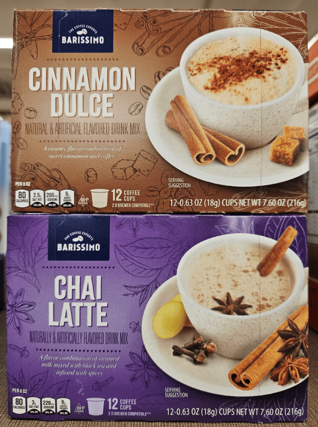 Barissimo Cinnamon Dulce & Chai Latte 12 Coffee Cups 7.6oz 216g (2