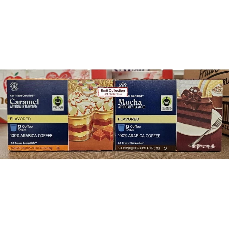 Barissimo Coffee Artificially Flavored Caramel & Mocha 12 Coffee Cups 4.23oz 120g (2 Boxes)