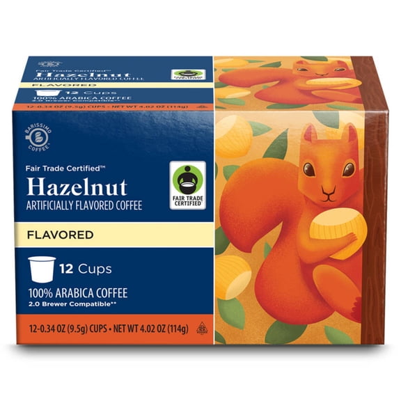 Barissimo Fair Trade Hazelnut Flavored Coffee Pods, 12 count