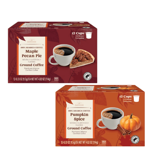 Barissimo Maple Pecan Pie Ground and Pumpkin SpiceCoffee, 12 Count,2 Pack Variety
