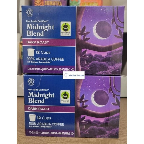 Barissimo Midnight Blend Dark Roast 12 Cups Coffee 4.86oz 138g (Two Boxes)