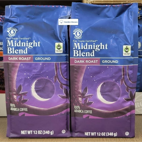 Barissimo Midnight Blend Dark Roast Ground Coffee 12Oz 340G (Two Bags)