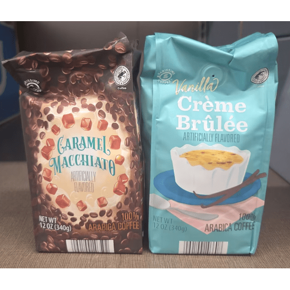 Barissimo Vanilla Creme Brulee & Caramel Macchiato Ground Coffee 12oz 340g (2 Bags)