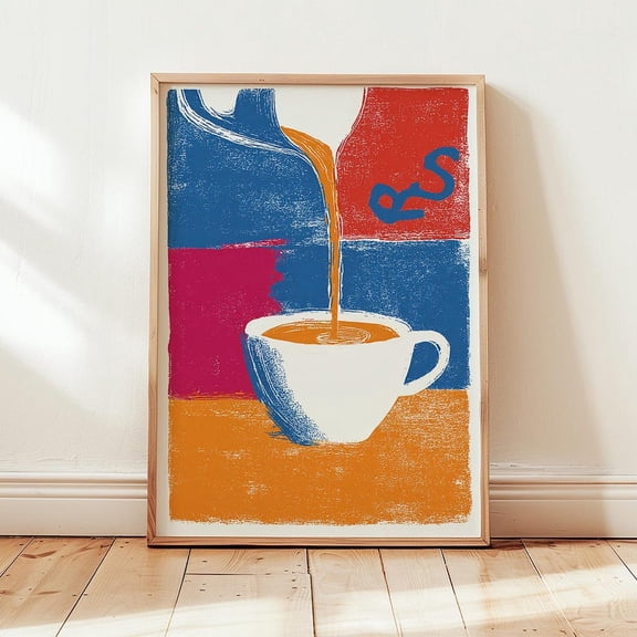 Barista Latte Pop Art Colorful Cafe Poster UNFRAMED PAPER POSTER, Home Decor