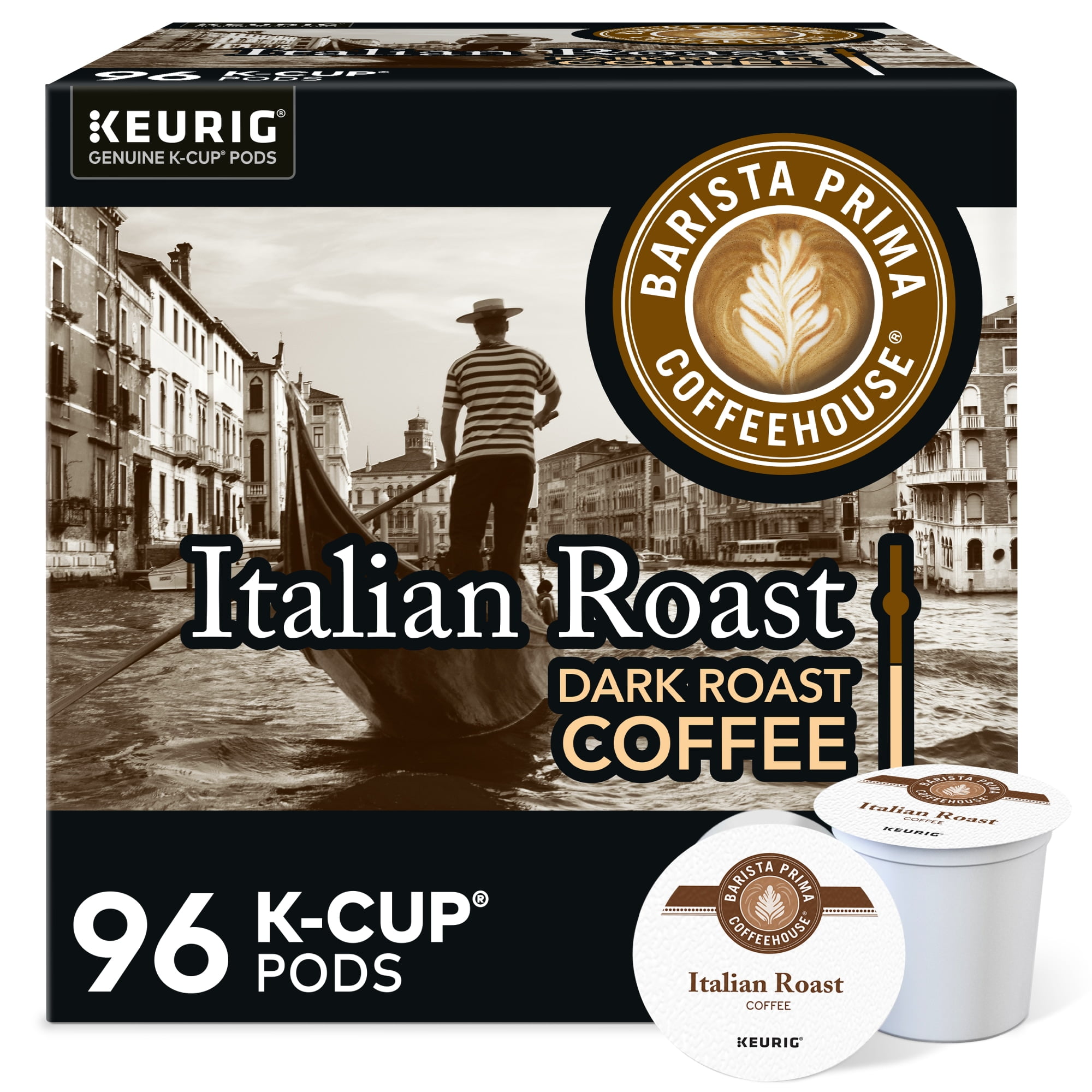 Barista Prima Coffeehouse Italian Roast Keurig Single Serve K-Cup Pods, Dark Roast, 24 Pods Per Pack, Case Of 4 Packs