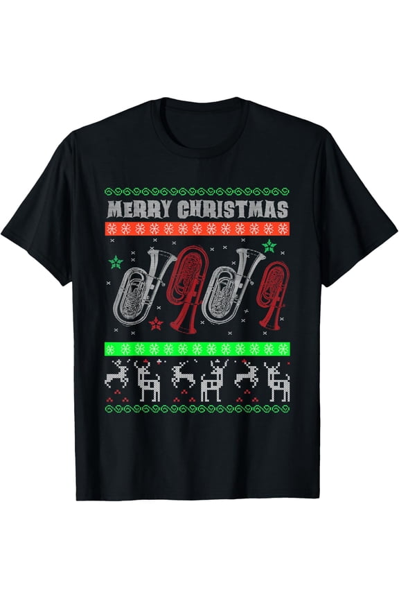 Baritone Euphonium Marching Band Ugly Christmas Sweater T-Shirt