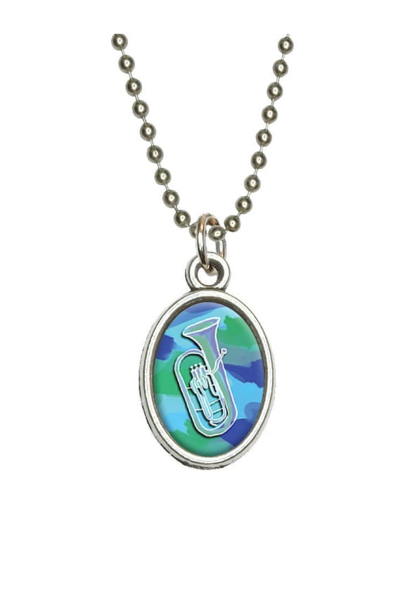 Baritone Euphonium Player - Band Instrument Music Brass Oval Charm Pendant
