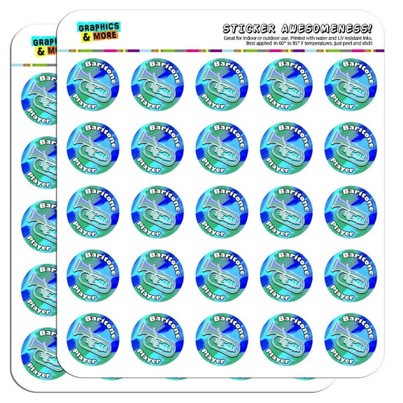 Baritone Player Band Instrument Brass 1" Scrapbooking Crafting Stickers
