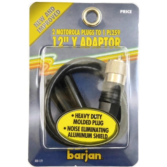 Barjan 300-12Y 1ft CB Radio Cable Adapter 2 Female Motorola to PL259 Male