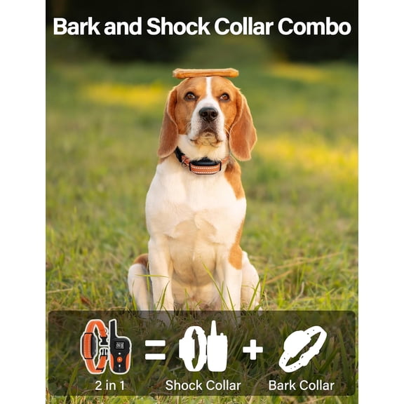 Bark Activated Shock Collar with Remote - Automatic Bark and Training Collar Combo 3300ft Range, Bark Shock Collar for 40-150lbs Medium Large Dogs - IPX7 Waterproof