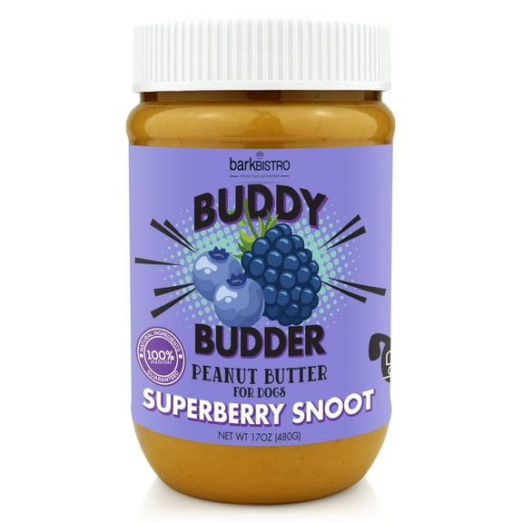 Bark Bistro Buddy Budder, Peanut Butter, For Dogs, Superberry Snoot, 17 oz (480 g)