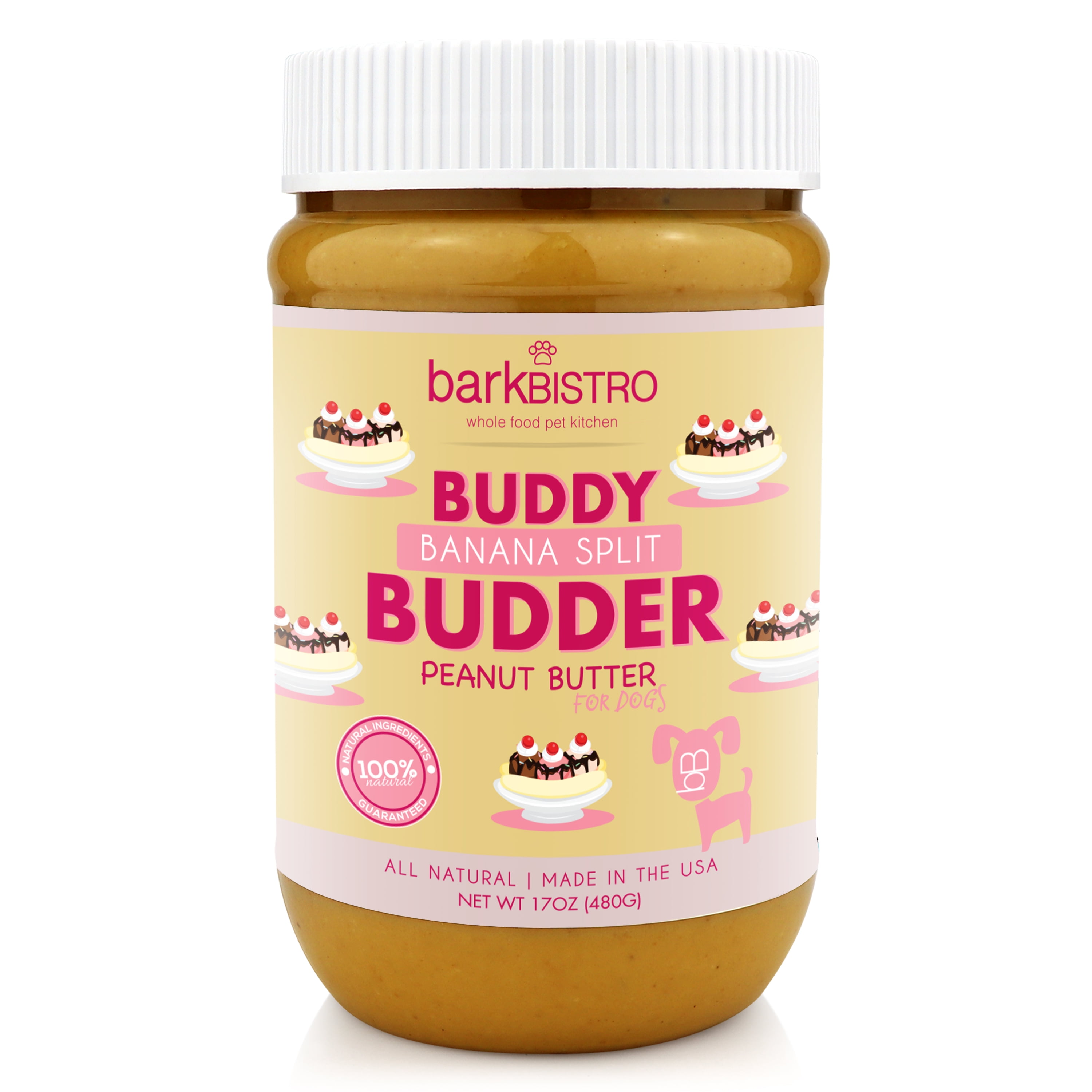 Bark Bistro Dog Peanut Butter Banana Split Buddy Budder, All Natural