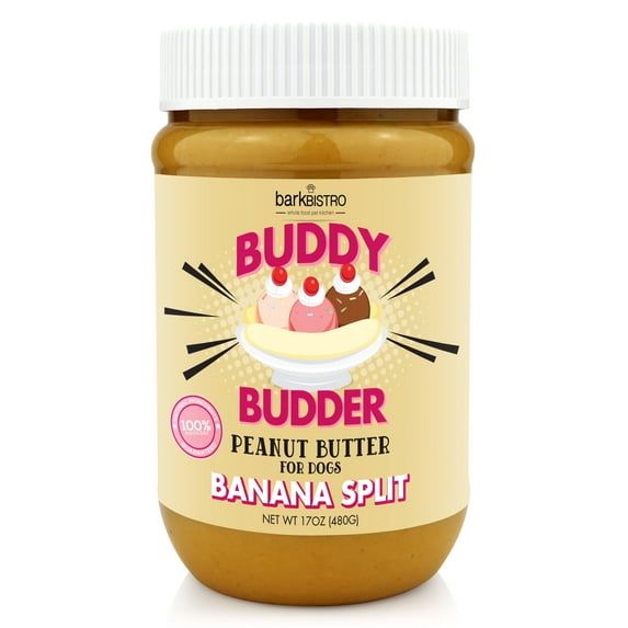 Bark Bistro Dog Peanut Butter - Banana Split Buddy Budder, All Natural Peanut Butter Dog Treat (17oz)