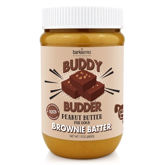 Bark Bistro Dog Peanut Butter - Brownie Batter Buddy Budder, All Natural Peanut Butter Dog Treat (17oz)