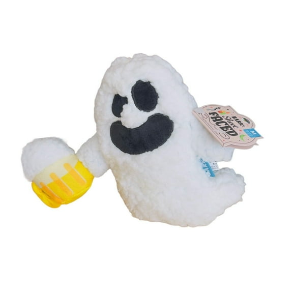 Bark Box "Sheet Faced" 7” Plush Dog Toy Ghost Crinkle Squeak MED 20-50 Lbs